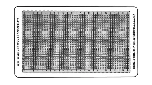 blockplate with letter locator sticker